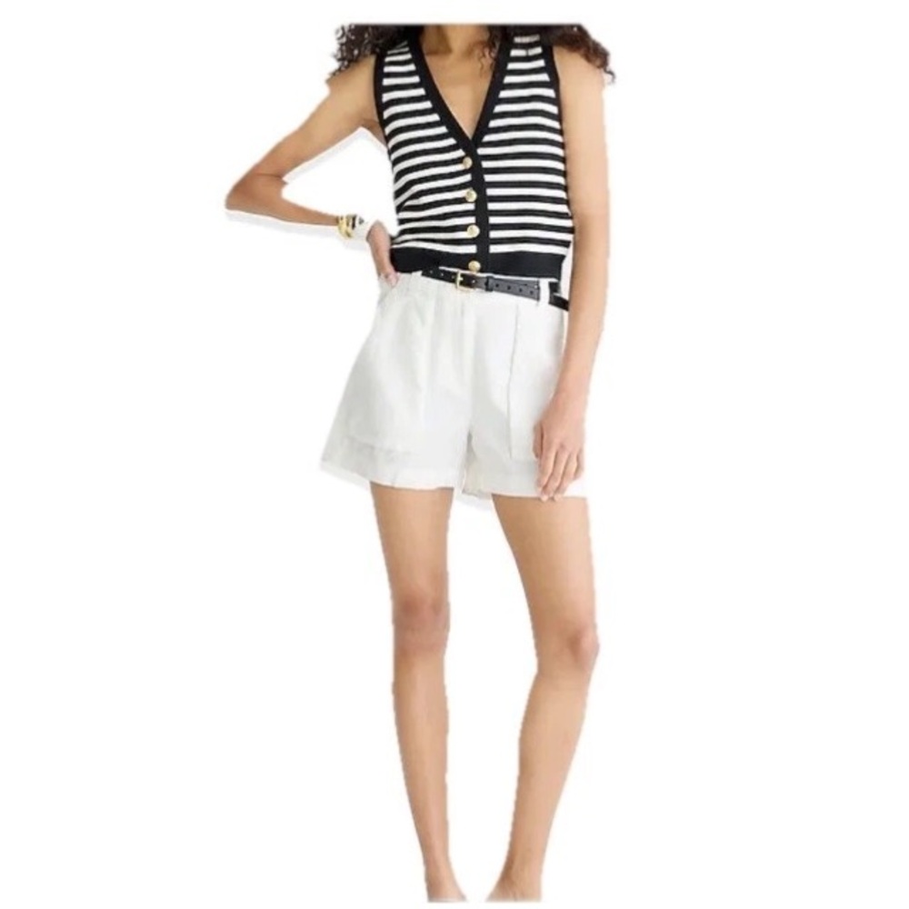 J.CREW Seaside Cargo High Rise Shorts in Linen-TENCEL™ Lyocell Sz 16 White NWT